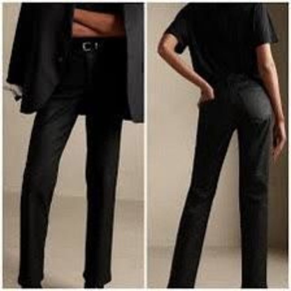 Banana‎ Republic Coated Black High Rise Straight Button Fly Jeans Black 33L NWOT